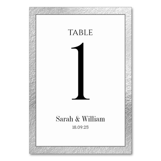 白と銀縁どの表の番号 テーブルナンバー (正面)