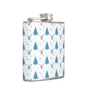 白と青いクリスマスツリーの星のプレゼント フラスク (右)