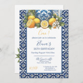 白と青のアマルフィセラミック花瓶 レモン イタリア 招待状 (正面/裏面)