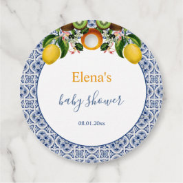 白と青のアマルフィレモンItaly赤ちゃんシャワー フェイバータグ