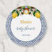 白と青のアマルフィレモンItaly赤ちゃんシャワー フェイバータグ (正面)