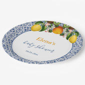 白と青のアマルフィレモンItaly赤ちゃんシャワー ペーパープレート (アングル)