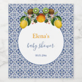 白と青のアマルフィレモンItaly赤ちゃんシャワー ワインラベル (シングルラベル)