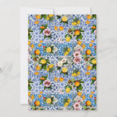 白と青のアマルフィレモンItaly赤ちゃんシャワー 招待状 (裏面)