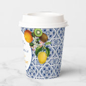 白と青のアマルフィレモンItaly赤ちゃんシャワー 紙コップ (裏面)