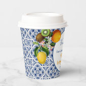 白と青のアマルフィレモンItaly赤ちゃんシャワー 紙コップ (正面)