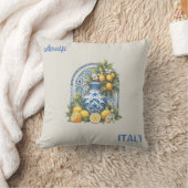 白と青のアマルフィ陶器花瓶レモンItaly クッション (ブランケット)