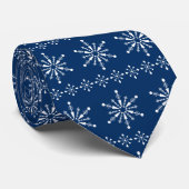 白と青のクリスマスの雪片パターン ネクタイ (ロール)