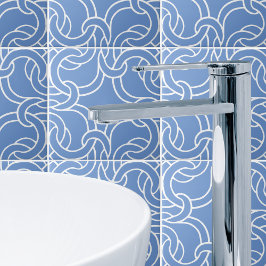 白と青のケルト結び目模様のシームレスパターンタイル タイル