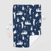 白と青のゴルフシンボルパターン ゴルフタオル (インサイチュ)