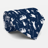 白と青のゴルフシンボルパターン ネクタイ (ロール)