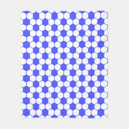 白と青のサッカーボールのテクスチャー フリースブランケット