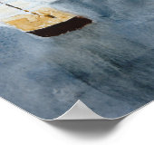 白と青のサントリーニ教会 ポスター (角)