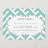 白と青のシェブロンのブライダルシャワーの招待 招待状 (正面/裏面)