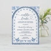 白と青のシエリト・リンド・ベイビーシャワーの招待状 招待状 (スタンド正面)