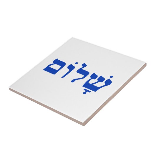 白と青のシャロム タイル (側面)