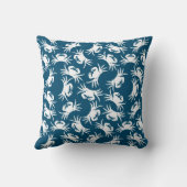 白と青のシームレスカニのパターン クッション (裏面)