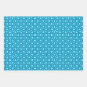 白と青のジオメトリック型枠 ラッピングペーパーシート (正面3)