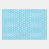 白と青のジオメトリック型枠 ラッピングペーパーシート (正面)