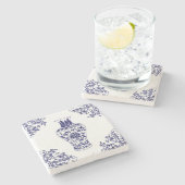 白と青のジンジャージャー ストーンコースター (横)