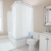 白と青のストライプのイニシャル シャワーカーテン (インサイチュ)