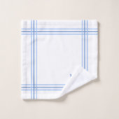 白と青のストライプのイニシャル バスタオルセット (ウォッシュタオル)