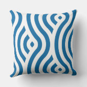 白と青のストライプの波模様 クッション (裏面)