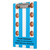 白と青のストライプバスケットボールコーチありがとう クリップボード (左)