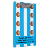 白と青のストライプバスケットボールコーチありがとう クリップボード (右)