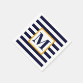 白と青のストライプ スタンダードカクテルナプキン (角)