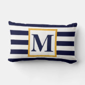 白と青のストライプ ランバークッション (裏面)