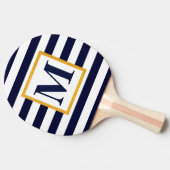 白と青のストライプ 卓球ラケット (横)
