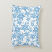 白と青のスノーフレークのシームレスなパターン アクセントクッション (裏面(縦))