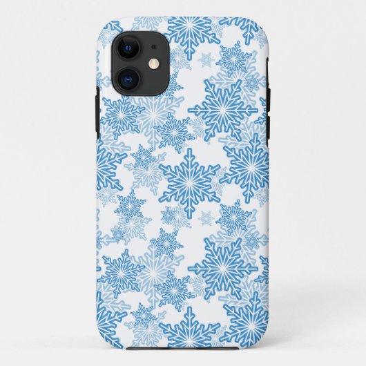 白と青のスノーフレークのシームレスなパターン Case-Mate iPhoneケース (裏面)