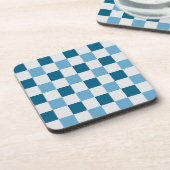 白と青のチェッカーボードパターン コースター (左側)