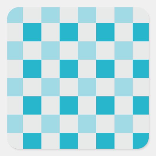 白と青のチェッカーボードパターン スクエアシール (正面)