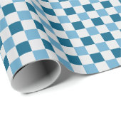 白と青のチェッカーボードパターン ラッピングペーパー (ロールコーナー)
