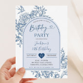 白と青のチャイノアイセリー誕生日パーティー 招待状