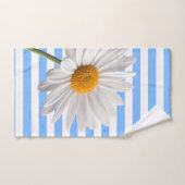 白と青のデイジーストライプバスルームのタオルのセット バスタオルセット (ハンドタオル)