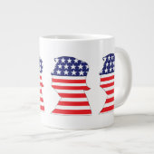 白と青のトランプ ジャンボコーヒーマグカップ (正面右)