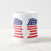 白と青のトランプ ジャンボコーヒーマグカップ (正面)