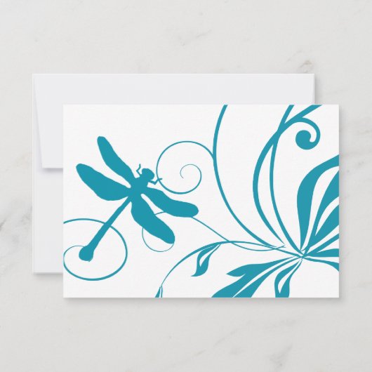 白と青のトンボの結婚式の出欠 出欠カード (裏面)