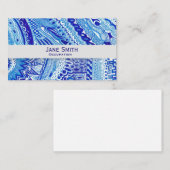 白と青のドードルパターンのモダントレンディー 名刺 (正面/裏面)