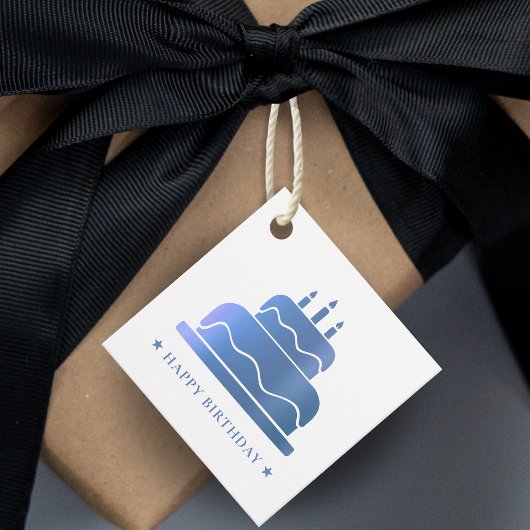 白と青のハッピーバースデーケーキから フェイバータグ