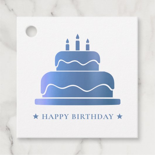 白と青のハッピーバースデーケーキから フェイバータグ (正面)