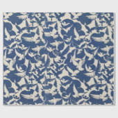 白と青のハト模様ラッピング紙 ラッピングペーパー (フラット)