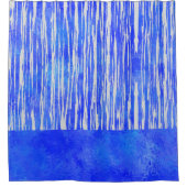 白と青のパターストライプのン シャワーカーテン (正面)