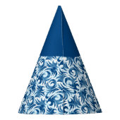 白と青のパターンブルーパーティー帽子 パーティーハット (裏面)