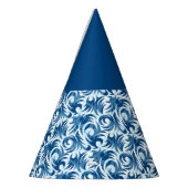 白と青のパターンブルーパーティー帽子 パーティーハット (左)