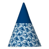 白と青のパターンブルーパーティー帽子 パーティーハット (右)